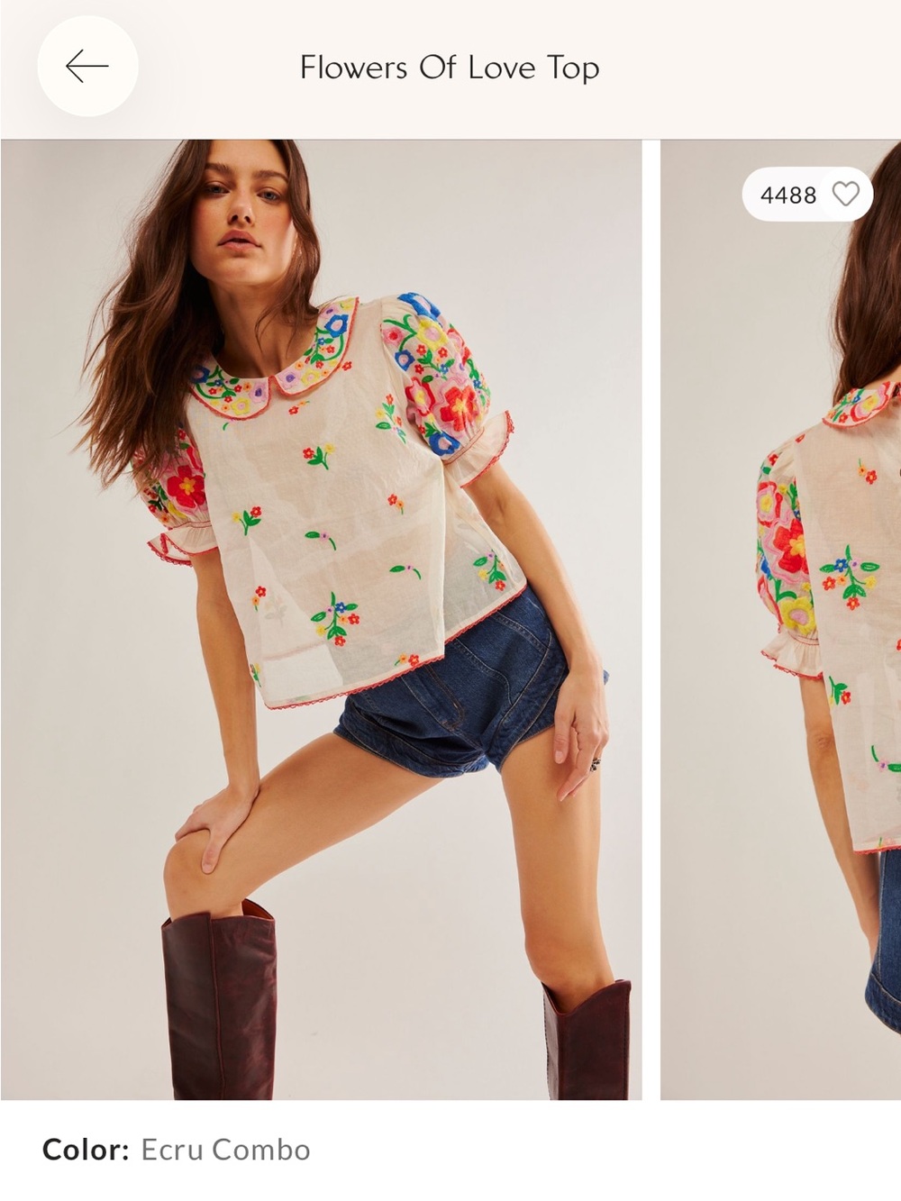 Free People Flowers of Love Top - Picture 4 of 6